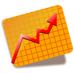 Abstract business growth graph with upward red arrow on grid, success concept icon
