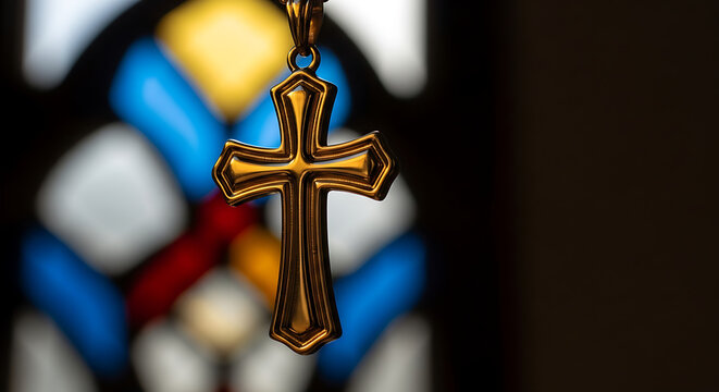 Gold cross pendant necklace christianity symbol faith