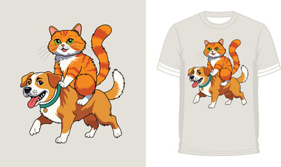 Cat And Dog Animals T-Shirts Design