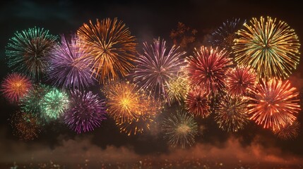 multicolor festive fireworks display in dark sky vibrant holiday celebration event concept