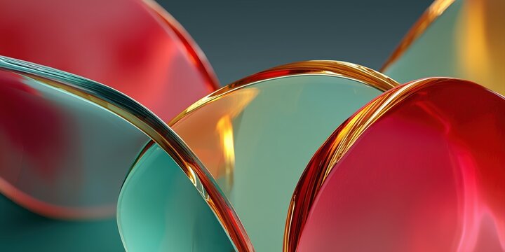 Glossy metallic ribbons looping in vivid red and turquoise abstract design.

 - Powered by Adobe