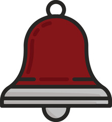 Illustration of a red bell on transparent background