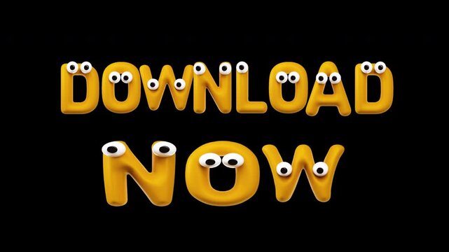 Download Now - Funny 3D Cartoon Letters with Googly Eyes, Seamless Loop on Alpha