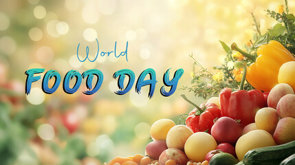 Celebrate world food day with a vibrant display of fresh colorful fruits and vegetables