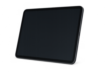 Modern tablet with blank screen on transparent background, displaying digital content concept, portable device mockup