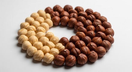 Obraz premium Dual-Toned Hazelnuts Arrangement: A Delightful Blend of Flavors And Nutritional Appeal