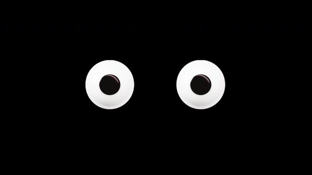 Googly Eyes Looking Funny Cartoon Loop on Alpha Channel