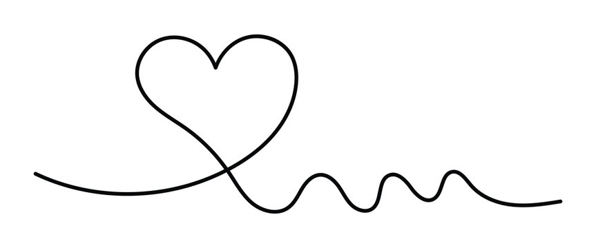Heart line. Hearts continuous one line drawing. Hand drawn art icon. Hand draw hearth sketch. Wedding black line isolated on white background. Vector illustration