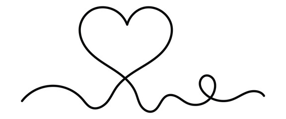 Heart continuous one line symbol drawing. Love romantic icon in simple linear doodle style vector illustration. EPS 10