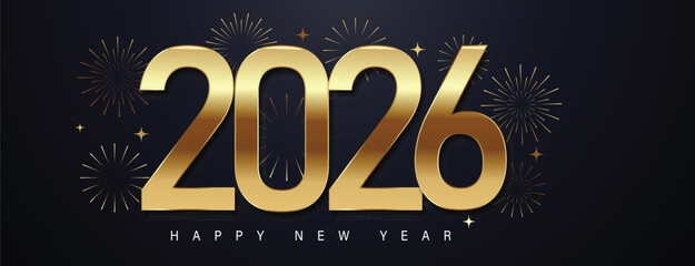 2026 Happy New Year Background Design. Greeting Card, Banner, Poster. Vector Illustration.