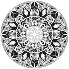 A black and white mandala illustration vector style coloring page