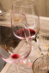 Dirty dishes in the sink, washing dishes.
