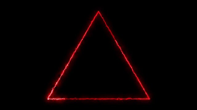 Glow neon Triangle  frame loop animation. Neon line Triangle border overlay animation
