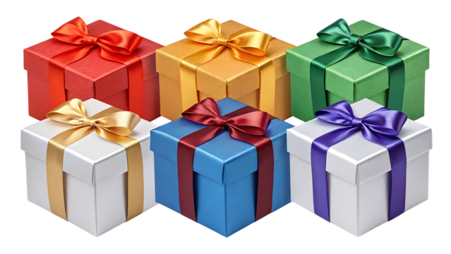 Colorful Gift Boxes with Ribbons Perfect for Holidays and Celebrations