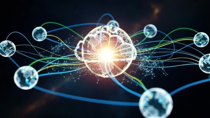 Cloud computing network with global connections and data transfer concept - Powered by Adobe