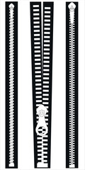 Zipper on tape for fashionable clothes.Set of stylish zippers for clothing.Textile symbol and sign.Vector illustration of different  closed and open zippers for clothes, isolated on white background.
