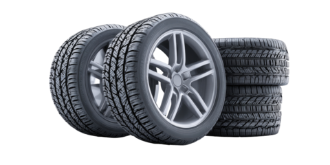 Stacked car tires, gray tone