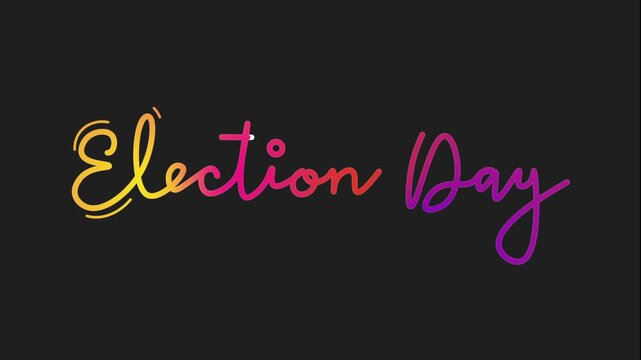 Election day One line continuous animated typography intro outro, hand drawn calligraphy monoline vintage text on background, aniamted Calligraphy lettering animation video 
