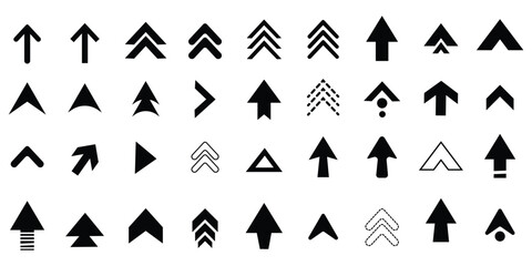 Set swipe up arrows icons. Different black arrows sign upwards. Scroll or swipe up. Graphic vector elements for web, applications, infographic, social media. Collection of swipe up icons arrows