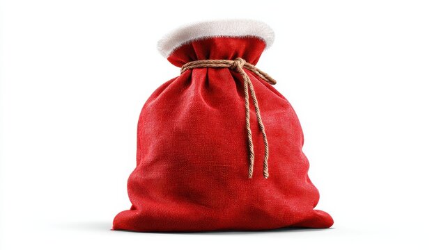 santa bag sack sachel fullof gift isolated on white background png ai generated
