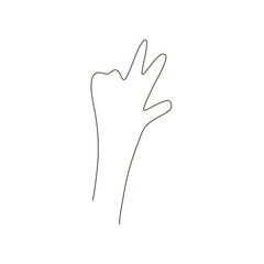 Victory hand sign illustration line drawing