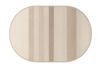 Oval striped rug with neutral beige and cream colors