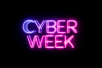 Vibrant Cyber Week Neon Sign on Brick Wall