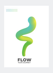 3D Fluid Wavy Shape Vector Illustration - Modern Neon Green and Yellow Gradient Abstract Design