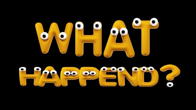How - Funny Googly Eyes Cartoon Letters, Seamless Loop on Alpha Channel