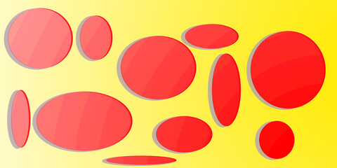 Vibrant Yellow and Orange Circles on Red 3D Background | Abstract Modern Design 2025