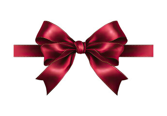 A rich maroon satin ribbon bow, perfectly centered, sits atop a horizontal ribbon