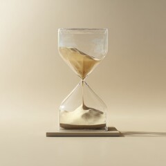Hourglass with flowing sand neutral background