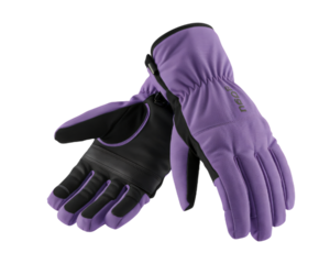 pair of purple gloves isolated on white, winter protective gloves clothing accessory