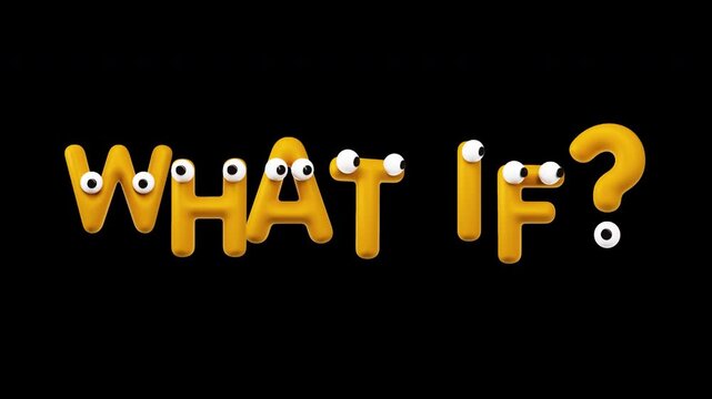 What If - Funny Googly Eyes Cartoon Letters, Seamless on Alpha Channel