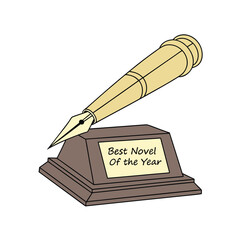  Elegant Golden Novel Prize Trophy Vector