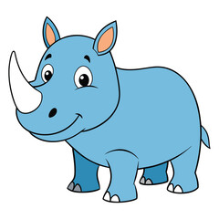 Rhinoceros Color Vector Illustration
