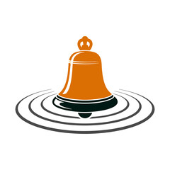 Vector illustration of a silver bell on white background