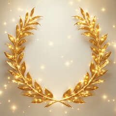 Golden laurel wreath on transparent background symbolizing victory achievement and excellence garlands decoration holiday isolated festive illustration winter christmas