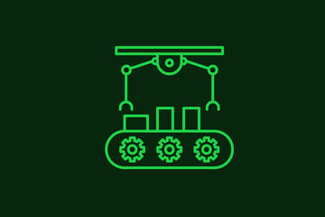 working conveyor illustration in flat style design. Vector illustration.	
