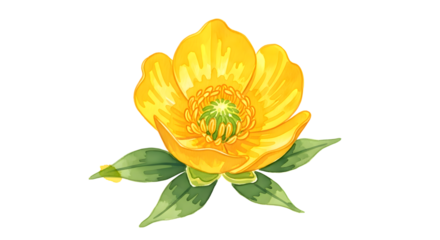Watercolor yellow buttercup flower isolated on transparent background for design