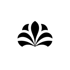 Stylized floral design with symmetrical leaf shapes on transparent background silhouette