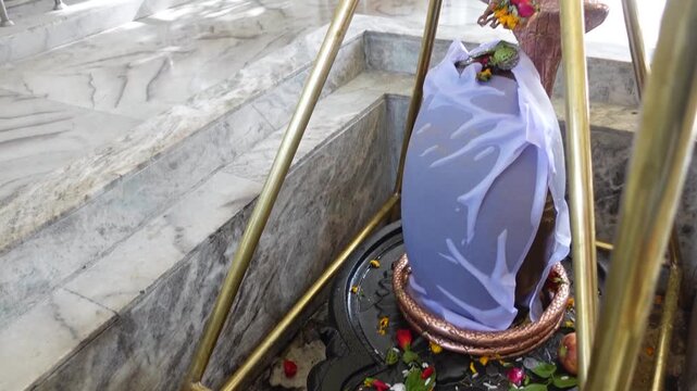 Shiva Lingam (Shivlinga) with Shiv Parivar and Lord Shiva family (Shiv, Parvati, Ganesha and Kartikeya Murti) b roll Videos