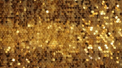 Glittering gold sequins create a shimmering, luxurious background perfect for festive holiday and New Year celebrations.