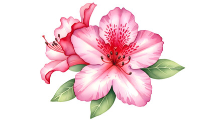 Obraz premium Watercolor painting of pink azalea flowers isolated on transparent background