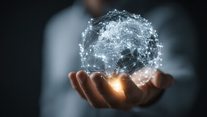 Global Connection: A person cradles a glowing, digital sphere representing the interconnectedness of global networks and data.