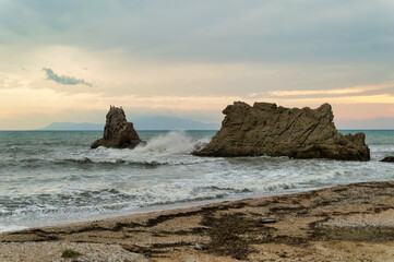 Seaside Rocks and Waves at Artolithia Beach Preveza