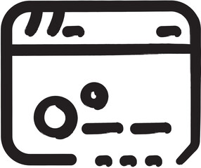 Credit Card Icon Vector: Simple Black Outline Graphic of Payment Card for Finance, Shopping & E-commerce Design Projects