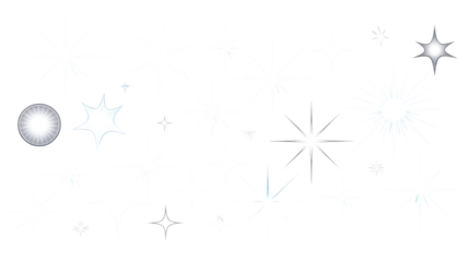 Assorted White Starbursts And Sparkle Shapes On png Design Elements Isolated on Transparent Background