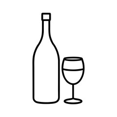 Simple Glass of Wine with a Bottle