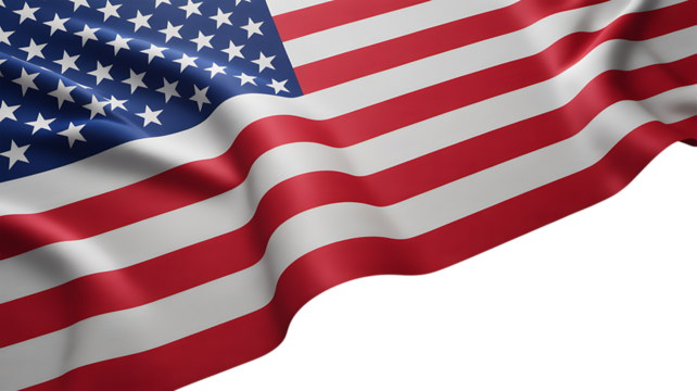 Waving American flag with stars and stripes on a black background united states png Design Elements Isolated on Transparent Background